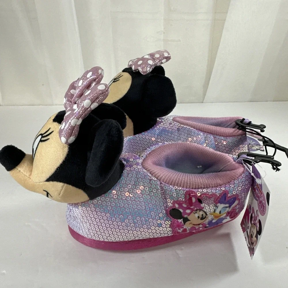 Disney Minnie Mouse Junior Girls 9-10 3D Pink Purple Sequin New